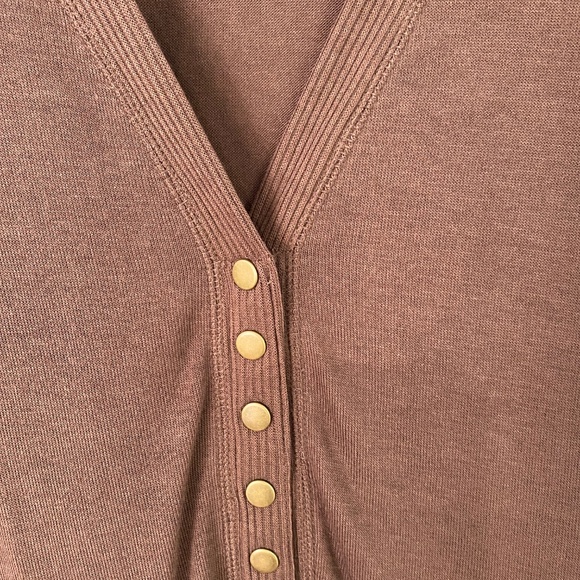 Women's V-Neck Button-Up Cardigans (3) - Brown, Taupe, and Green - Picture 15 of 15